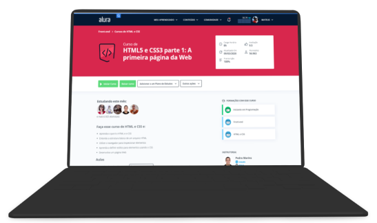 notebook com tela do site alura